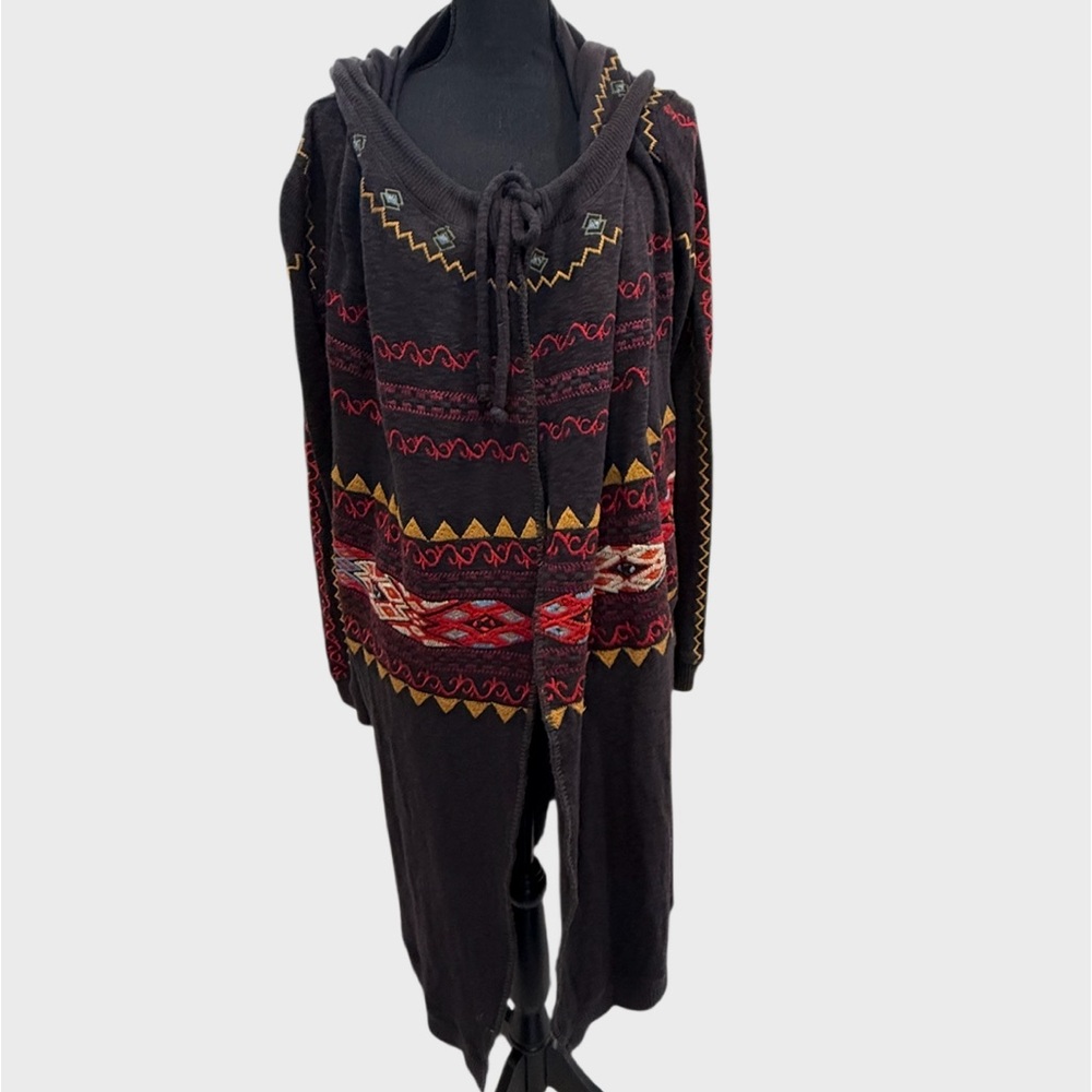 Patterned Hooded Cardigan